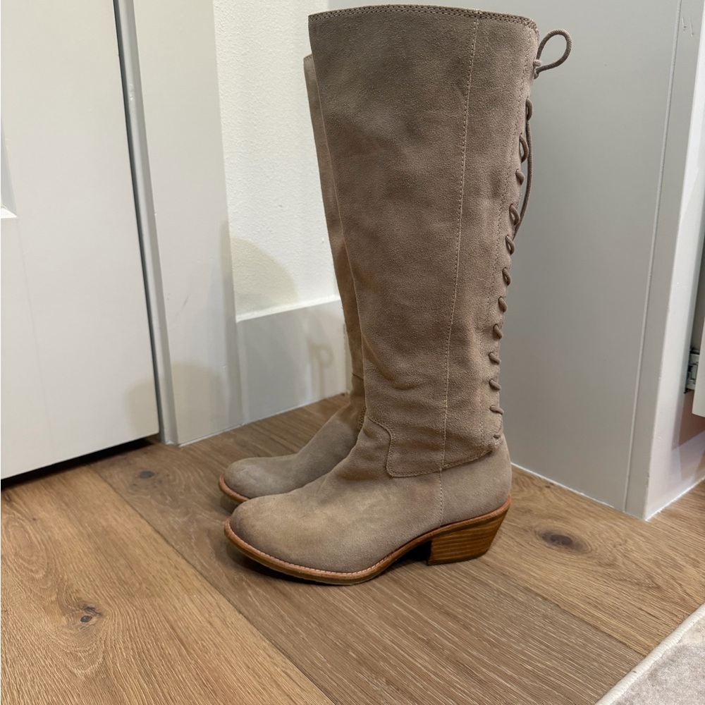 Sofft Taupe Lace-Up Knee-High Boots